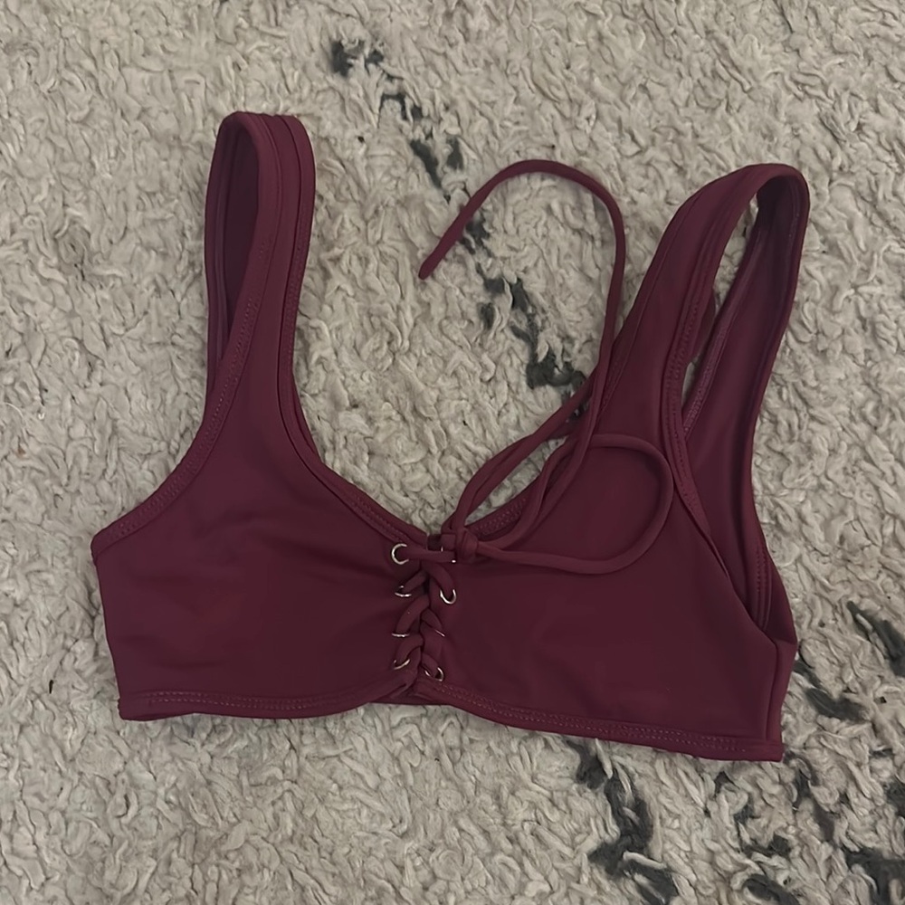 Wanderlust Lace-Up Burgundy Bikini Top